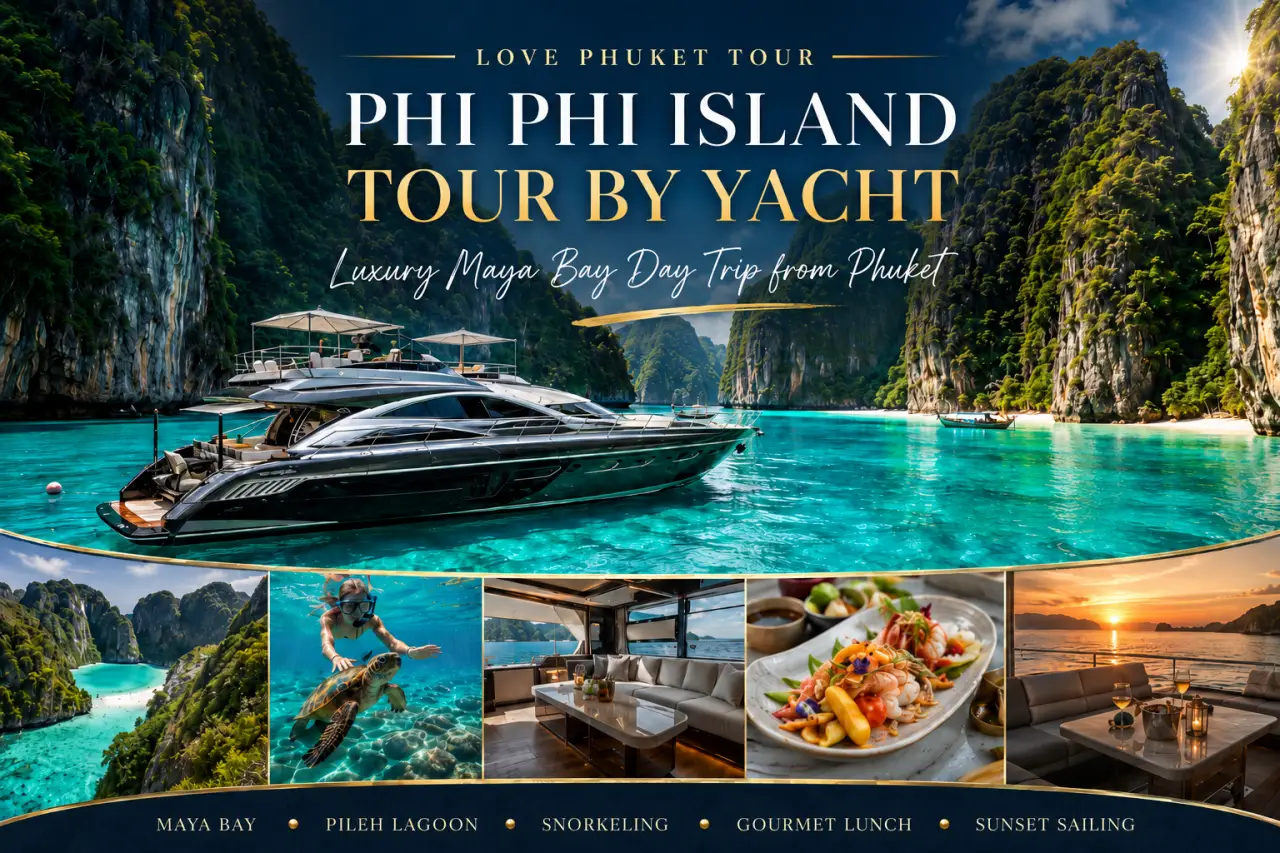 Phi Phi Island Tour by Yacht from Phuket with luxury yacht, Maya Bay, Pileh Lagoon, snorkeling, gourmet lunch and sunset sailing