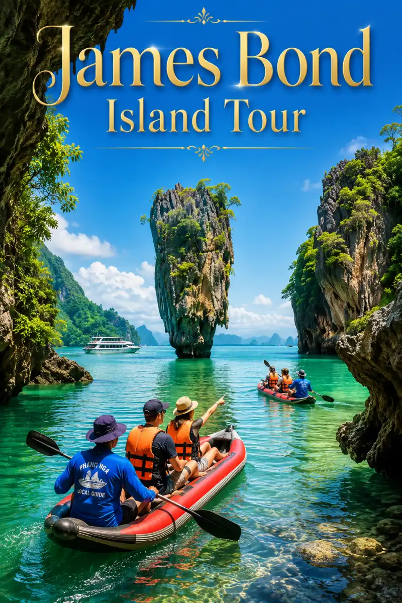 James Bond Island Tour from Phuket with canoeing, limestone cliffs, turquoise water and Phang Nga Bay scenery