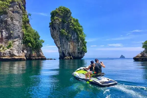 Jet Ski Tour Phuket open sea ride with blue sky and tropical water