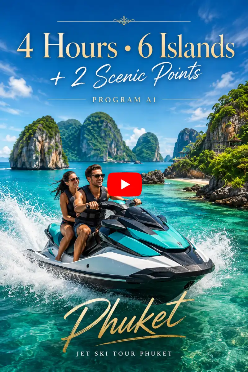 Program A1 Jet Ski Tour Phuket 6 Island route with scenic sea riding and island highlights
