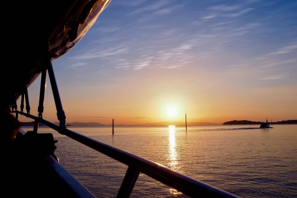 Sunrise view from a speedboat during the Phi Phi Island Sunrise Tour from Phuket