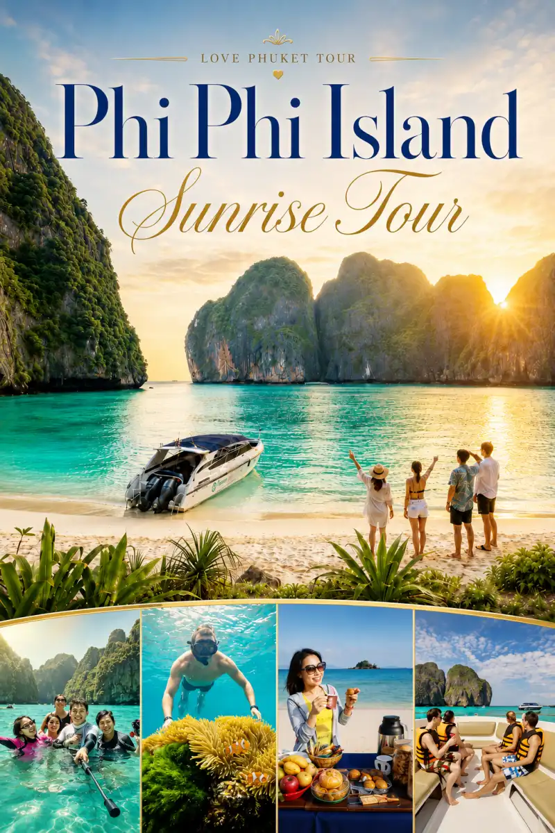 Phi Phi Island Sunrise Tour from Phuket by speedboat featuring Maya Bay, tropical islands and snorkeling