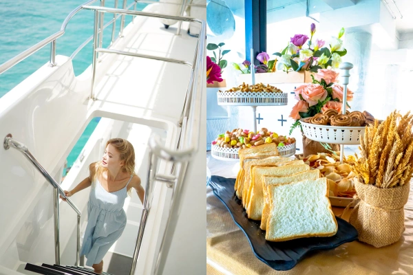Luxury power catamaran cruising on a Phi Phi Island tour from Phuket to Maya Bay, Pileh Lagoon and the Maiton sea area