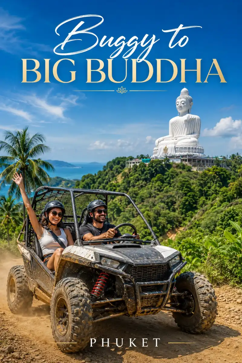 Phuket Buggy to Big Buddha Tour with off-road buggy riding, Big Buddha viewpoint, mountain trail and tropical scenery