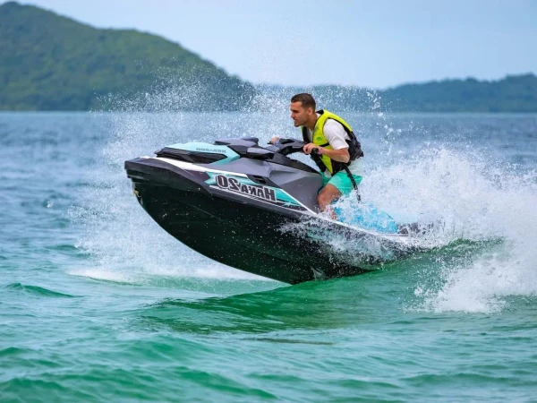 Jet Ski Tour Phuket route with clear water and tropical island background