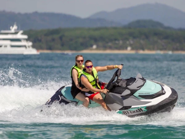 Phuket jet ski island hopping tour with tropical sea and scenic coastline
