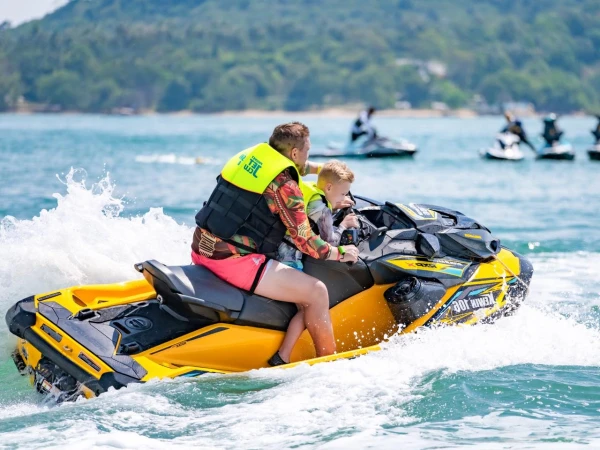 Guided Phuket jet ski tour with island stops and clear water