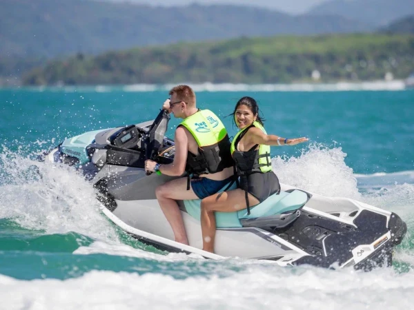 Jet Ski Tour Phuket riders enjoying clear blue sea and island views