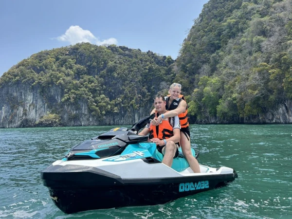 Jet Ski Tour Phuket guest riding near island and blue sea