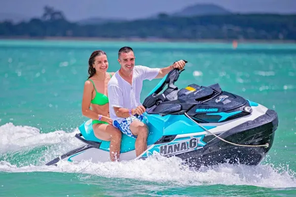 Phuket jet ski tour with beach scenery and island stops