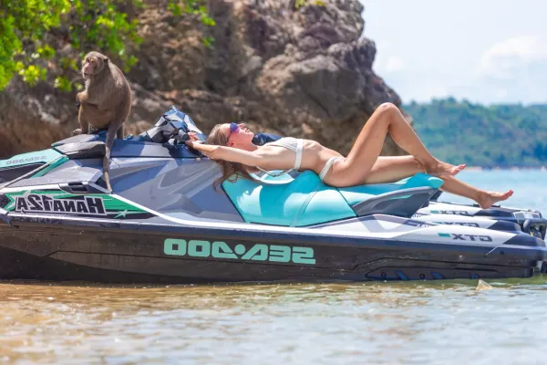 Phuket jet ski tour guests enjoying island-hopping route