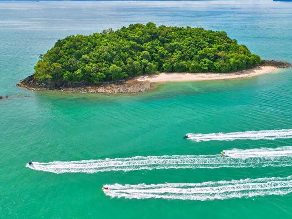 Guided Phuket jet ski tour with sea route and beach views