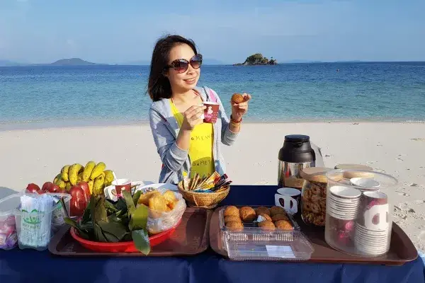 Light breakfast served on the beach during the Phi Phi Island Sunrise Tour from Phuket