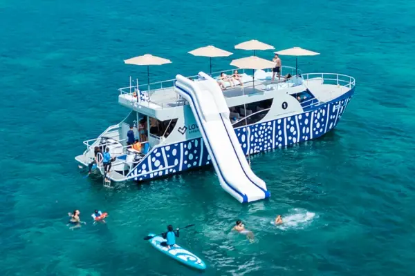 Catamaran relaxing near Maiton Island during the Phi Phi and Maiton Island tour from Phuket