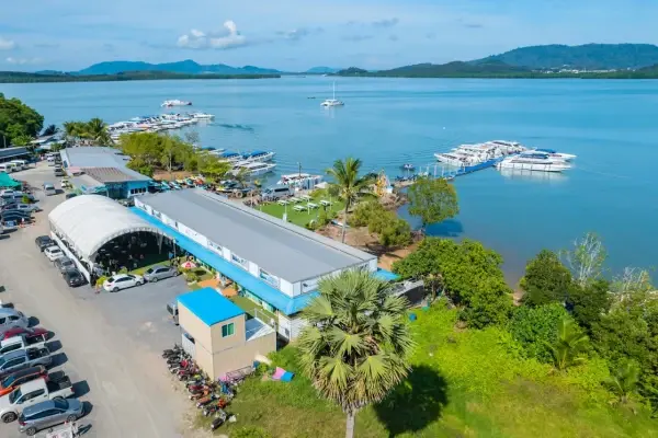 Aerial view of the Phuket marina before the Phi Phi Island Late Morning Tour from Phuket