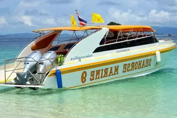 Two-engine speedboat used for the Phi Phi Island Sunset Tour from Phuket