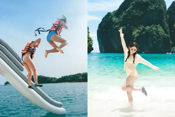 Phi Phi Island power catamaran tour from Phuket with premium onboard space for a luxury day trip to the Phi Phi Islands