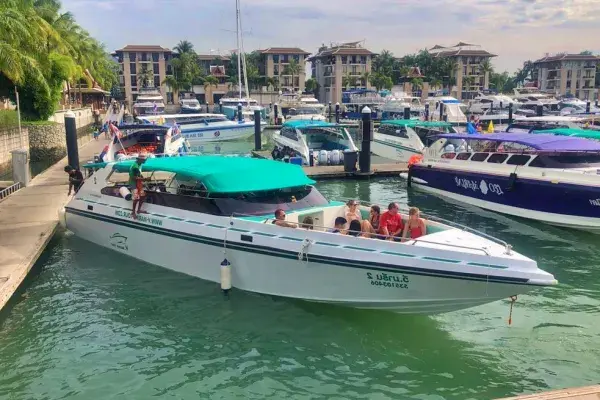 Small-group speedboat at Phuket marina for the Phi Phi Island Sunrise Tour