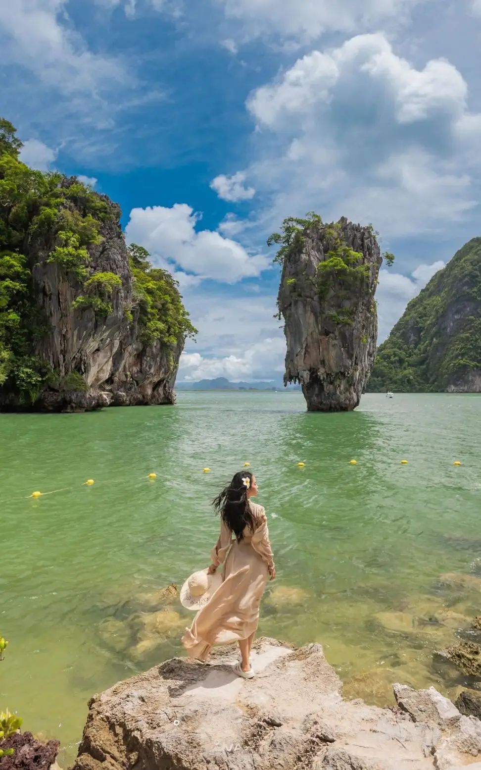 Traveler at James Bond Island in Phang Nga Bay during a speed catamaran tour from Phuket