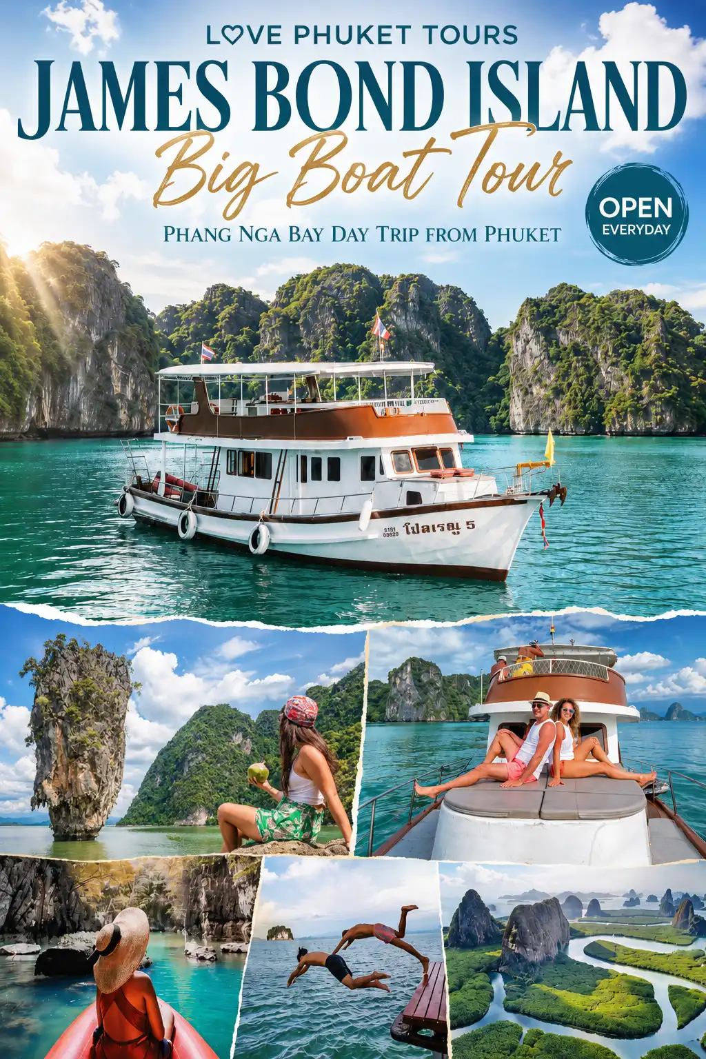 James Bond Island Tour from Phuket by Big Boat in Phang Nga Bay with canoeing and scenic limestone islands