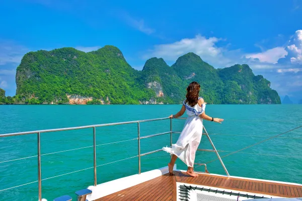 Luxury catamaran experience during the James Bond Island tour in Phang Nga Bay