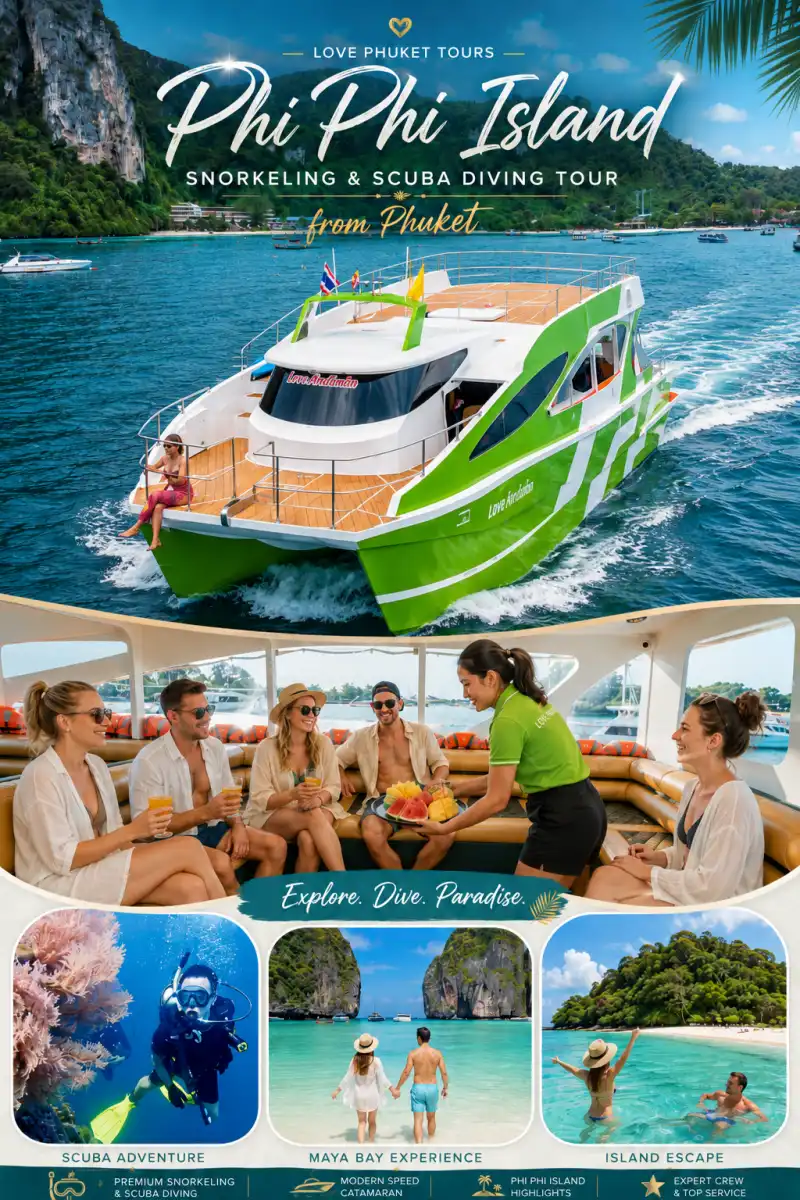 Phi Phi Island snorkeling and scuba diving tour from Phuket by speed catamaran