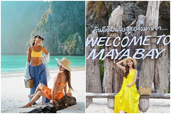 Travelers visiting Maya Bay during the Phi Phi Maya Bay and Maiton Island Comfortable Catamaran Tour from Phuket