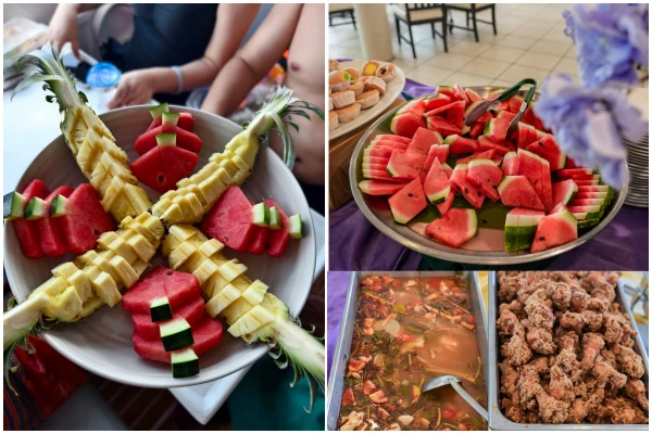 Buffet lunch with Thai food and fresh fruit on Phi Phi Don Island