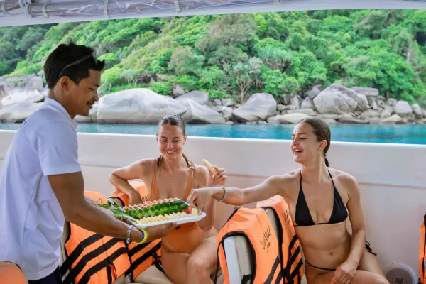 Speedboat departing from Phuket for the Phi Phi and James Bond Island tour
