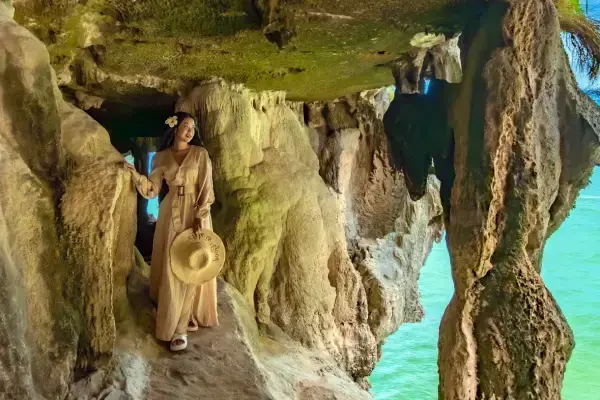 Limestone sea cave at Panak Island in Phang Nga Bay
