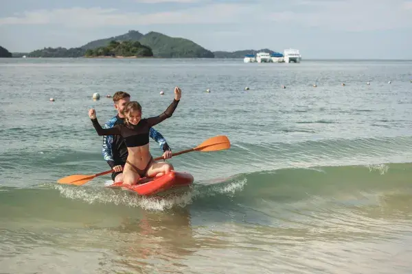 Swimming at Rang Yai Island during a James Bond Island speed catamaran tour from Phuket
