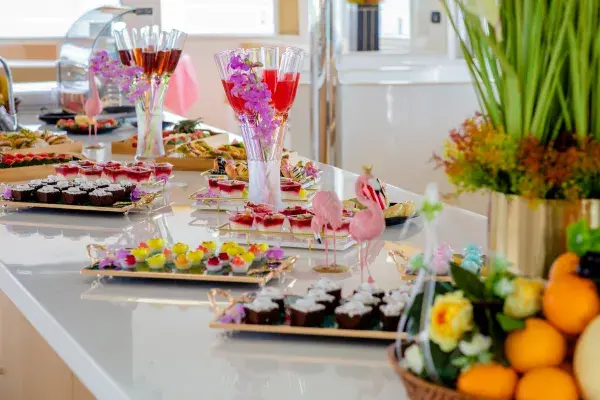 Buffet lunch refreshments and desserts served aboard the Phi Phi Maya Bay Maiton luxury catamaran