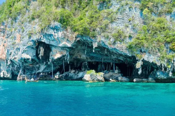 Viking Cave and limestone cliffs at Phi Phi Leh Island