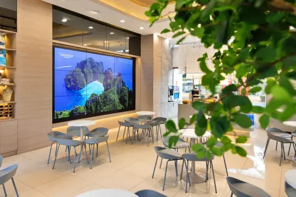 Tour lounge and pier check-in area before the Phi Phi and James Bond Island tour from Phuket