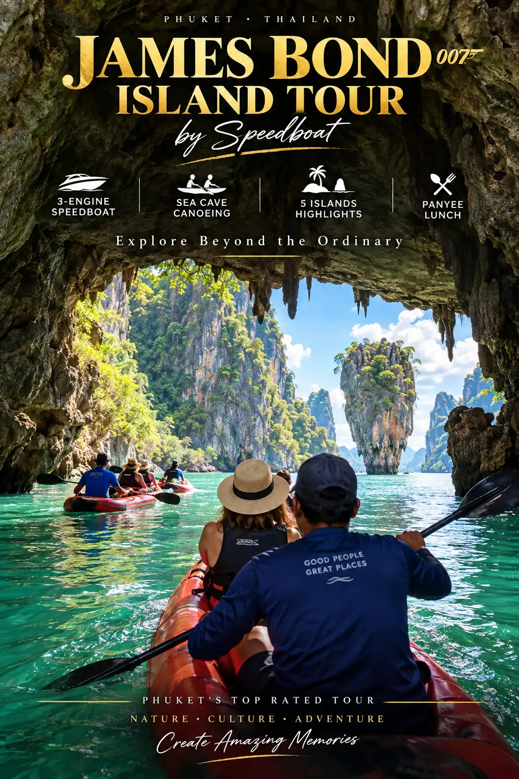 James Bond Island Tour from Phuket by Speedboat with sea cave canoeing in Phang Nga Bay