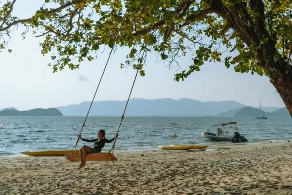 Beach swing during the James Bond Island Afternoon Tour from Phuket in Phang Nga Bay