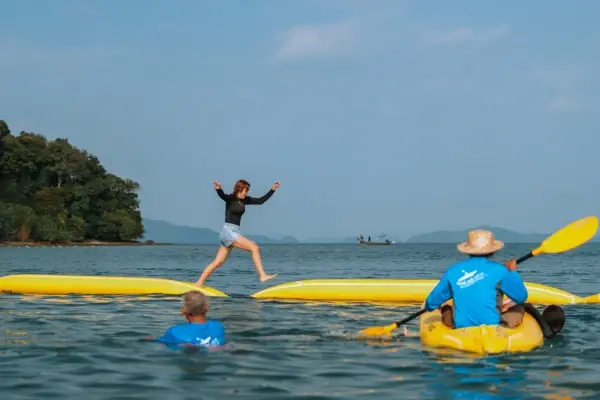Guests self-paddling and swimming during the James Bond Island Afternoon Tour from Phuket