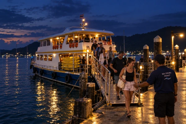 Guests arriving back at the pier after the James Bond Island Afternoon Tour from Phuket