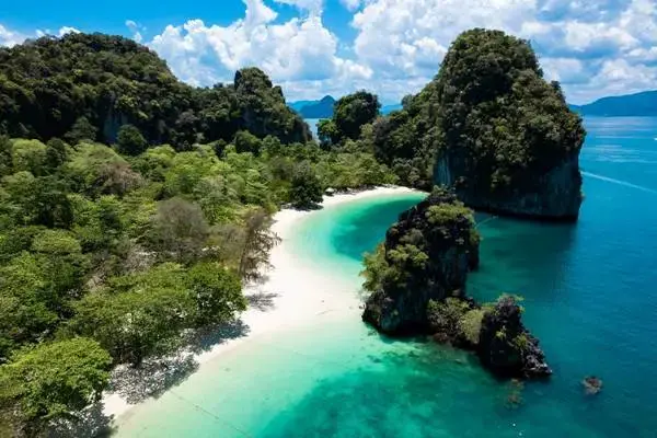 Aerial view of Hong Island Krabi beach on James Bond Island and Hong Island Krabi tour from Phuket