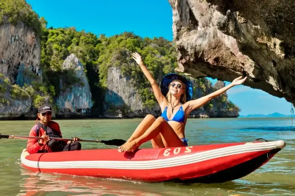 Sea cave canoeing in Phang Nga Bay on James Bond Island and Hong Island Krabi tour from Phuket