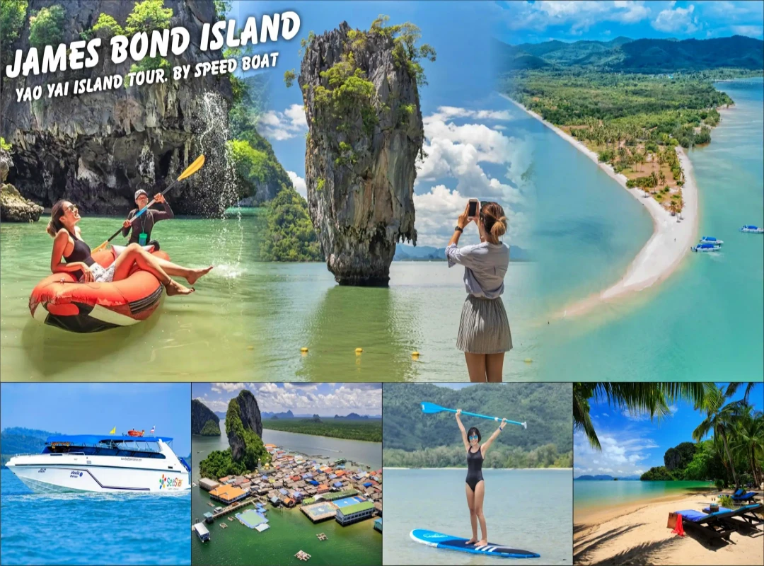 James Bond Island late morning tour from Phuket with sea cave canoeing, speedboat, Koh Panyee and Koh Yao Yai beach