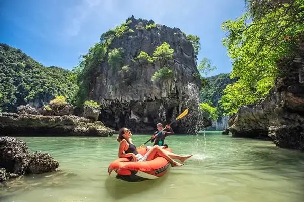 Sea cave canoeing at Hong Island during the James Bond Island late morning tour from Phuket
