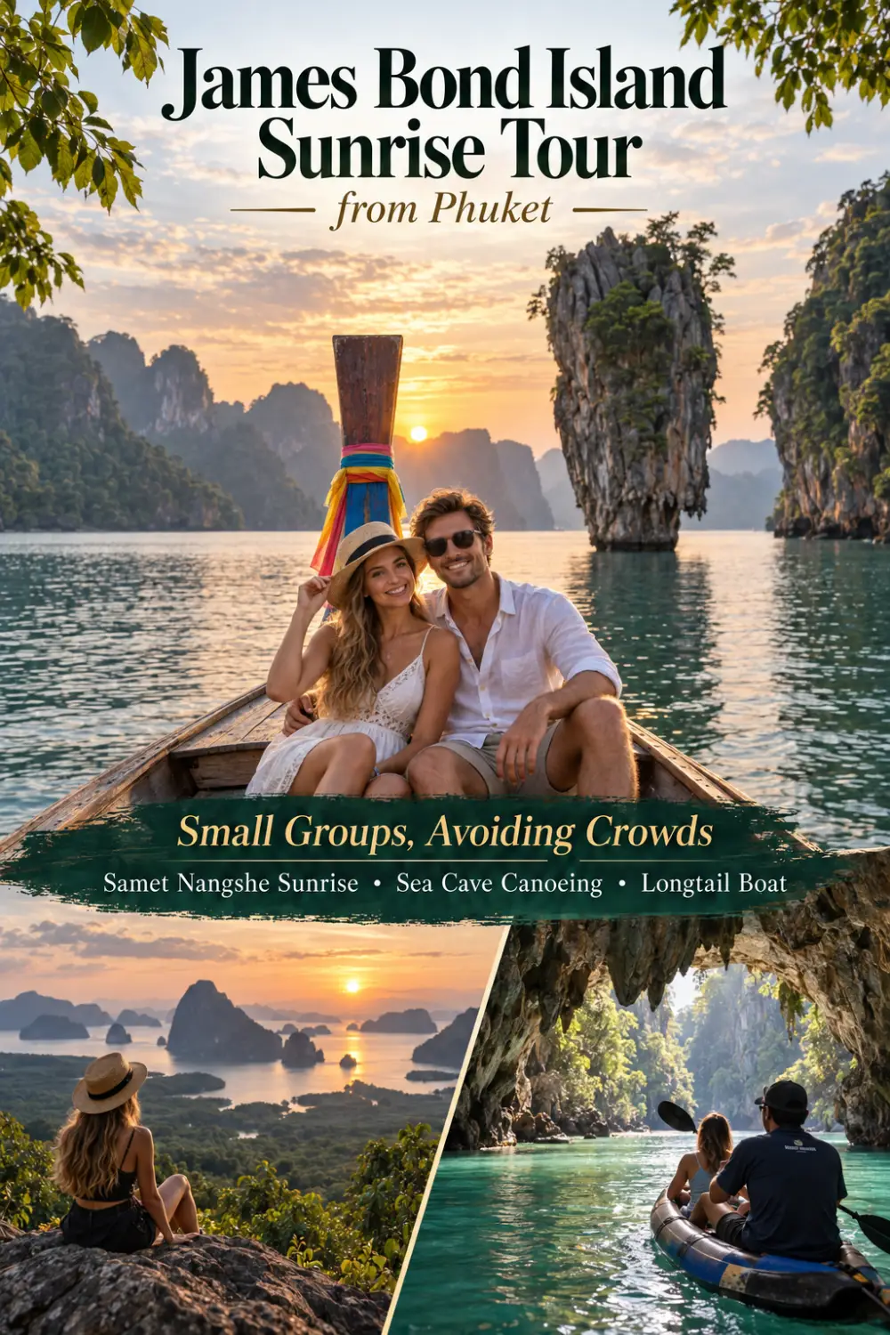 Sunrise James Bond Island Tour from Phuket small group with Samet Nang She viewpoint, long-tail boat and sea cave canoeing
