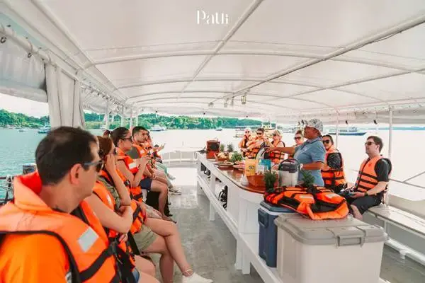 Guests aboard the big boat during the James Bond Island Sunset Plankton Tour