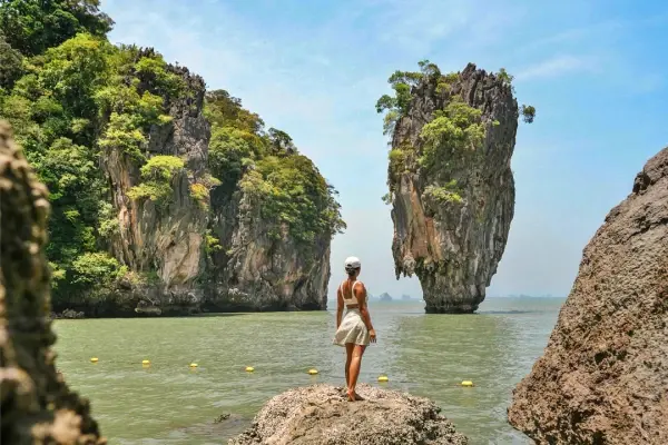 Tourist viewing Khao Tapu at James Bond Island during the Phang Nga Bay tour