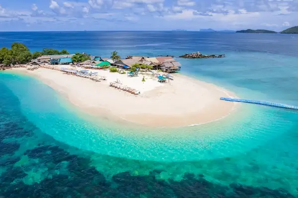 Aerial view of Khai Island and turquoise water during the James Bond Island snorkeling tour from Phuket