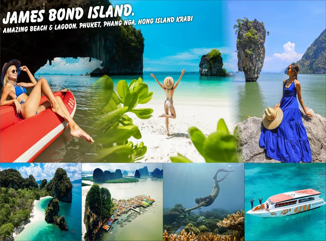 James Bond Island and Hong Island Krabi tour from Phuket with tropical beaches, Koh Panyee and speedboat