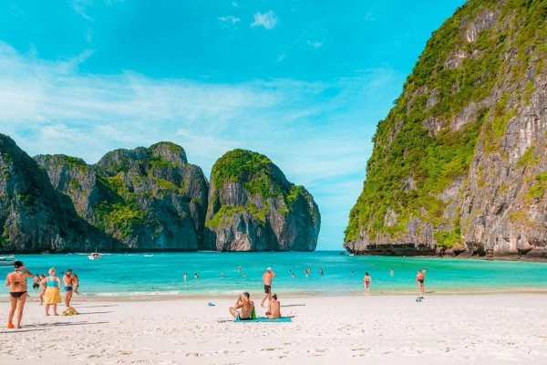 Maya Bay beach on the Phi Phi Island Sunset Tour from Phuket