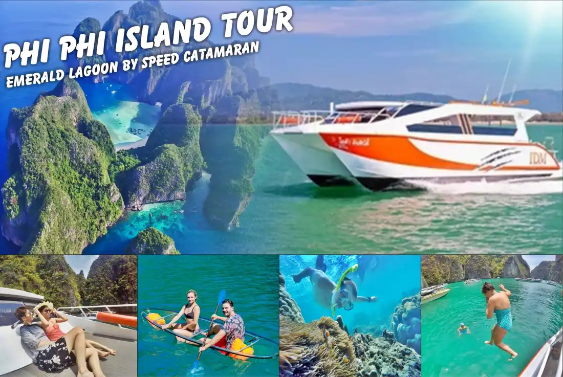 Phi Phi Island Speed Catamaran Tour from Phuket with Maya Bay Pileh Lagoon Khai Island snorkeling and water activities