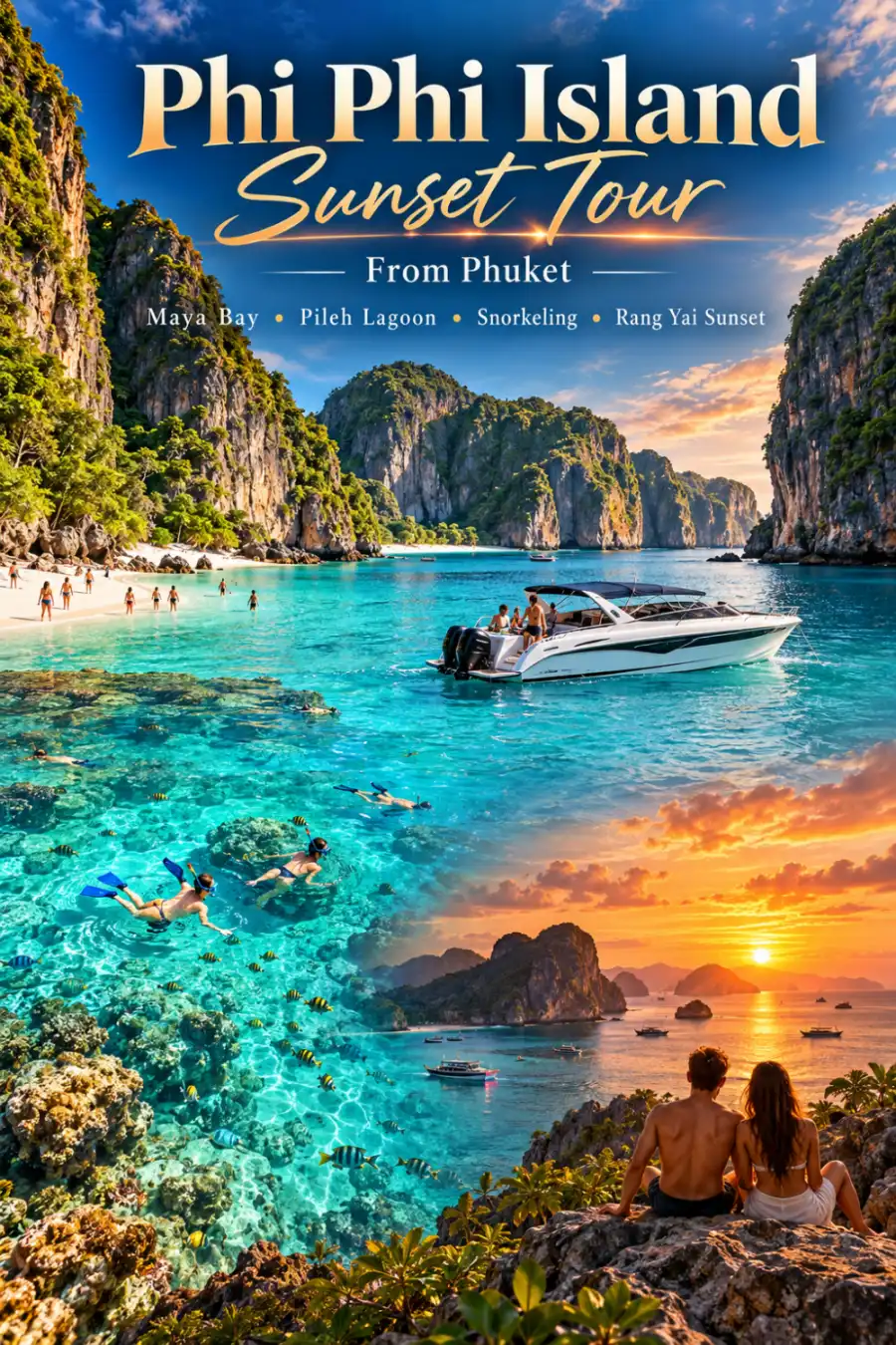 Phi Phi Island Sunset Tour from Phuket with Maya Bay Pileh Lagoon snorkeling and Rang Yai sunset